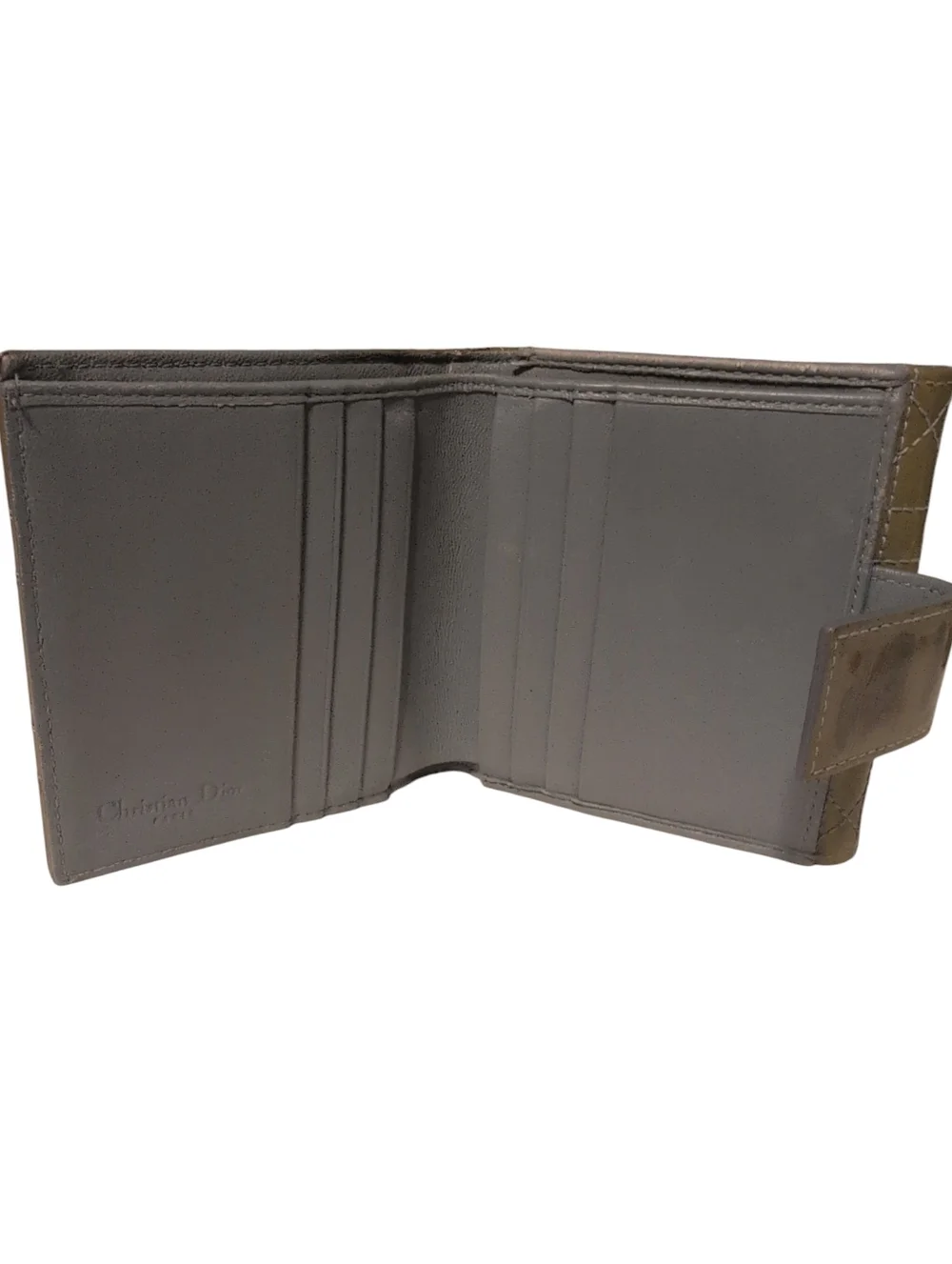 Quilted Patent Leather Snap Wallet - Taupe